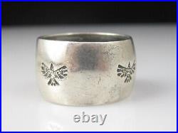 Native American Silver Eagle Ring Wide Band Size 9 Estate Vintage