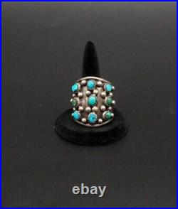Native American Snake Eye Dome Ring Turquoise Silver Sz 11.75 Vintage