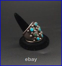 Native American Snake Eye Dome Ring Turquoise Silver Sz 11.75 Vintage