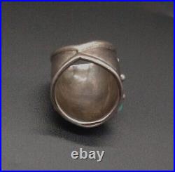 Native American Snake Eye Dome Ring Turquoise Silver Sz 11.75 Vintage