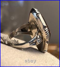 Native American Sterling Amber Signed Vintage Sz 10 Ring