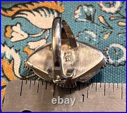 Native American Sterling Amber Signed Vintage Sz 10 Ring