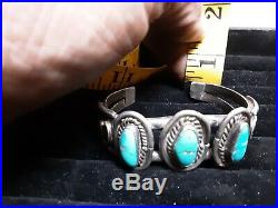 Native American Sterling Old Pawn Turquoise Cuff Bracelet Navajo Vintage