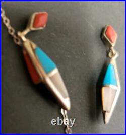 Native American Sterling Silver Earrings & Necklace? Handmade Set