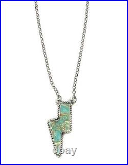 Native American Sterling Silver Natural Turquoise Lighting Necklace