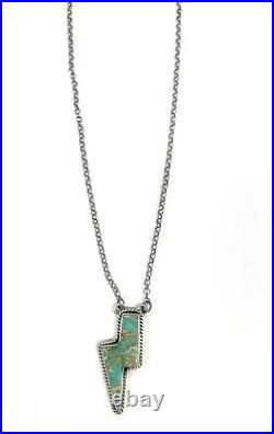 Native American Sterling Silver Natural Turquoise Lighting Necklace