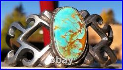 Native American Sterling Tufa Cast Royston Turquoise Cuff Bracelet 41.7 Grams MC