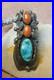 Native American Sterling VINTAGE Navajo Coral/Turquoise Ring S- 7