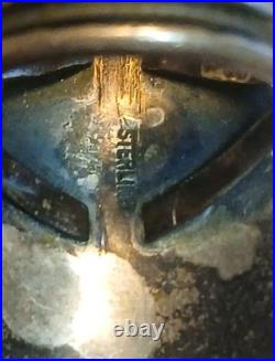 Native American Sterling VINTAGE Navajo Coral/Turquoise Ring S- 7