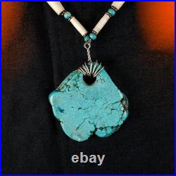 Native American Turquoise Beads Double Drop Vintage Women Navajo Bib Necklace