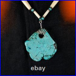 Native American Turquoise Beads Double Drop Vintage Women Navajo Bib Necklace