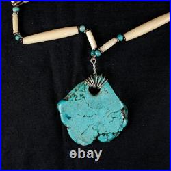 Native American Turquoise Beads Double Drop Vintage Women Navajo Bib Necklace