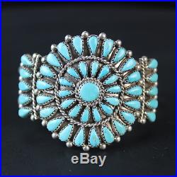 Native American Turquoise Cuff Bracelet CLUSTER vintage Navajo sterling silver