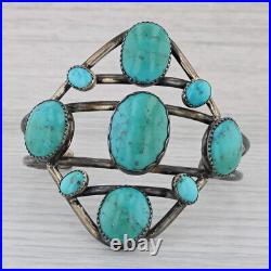 Native American Turquoise Cuff Bracelet Vintage Sterling Silver 6.5 Statement