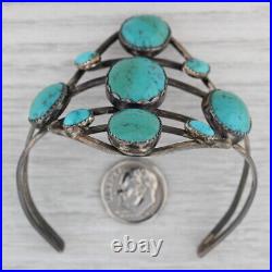 Native American Turquoise Cuff Bracelet Vintage Sterling Silver 6.5 Statement