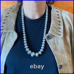 Native American Vintage Graduated Handmade Stamped Navajo Pearl Beads Necklace