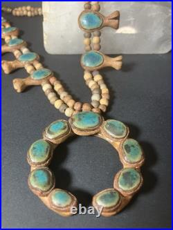 Native American Vintage Jewelry RARE Necklace Clay Squash Blossom Style