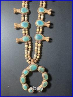 Native American Vintage Jewelry RARE Necklace Clay Squash Blossom Style