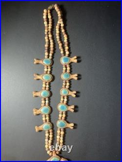 Native American Vintage Jewelry RARE Necklace Clay Squash Blossom Style