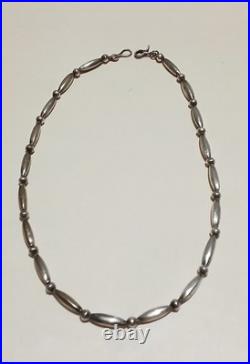 Native American Vintage Navajo Sterling Silver Melon Beaded Necklace Approx 16