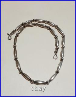 Native American Vintage Navajo Sterling Silver Melon Beaded Necklace Approx 16
