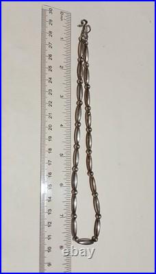 Native American Vintage Navajo Sterling Silver Melon Beaded Necklace Approx 16