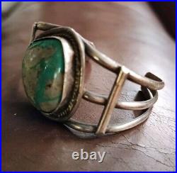 Native American Vintage Navajo Turquoise Sterling Silver Cuff Bracelet
