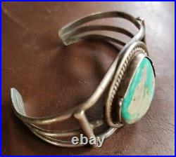 Native American Vintage Navajo Turquoise Sterling Silver Cuff Bracelet