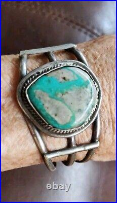 Native American Vintage Navajo Turquoise Sterling Silver Cuff Bracelet