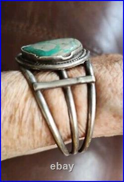 Native American Vintage Navajo Turquoise Sterling Silver Cuff Bracelet