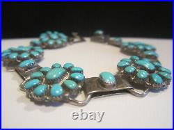 Native American Vintage Old Pawn Navajo Sterling Silver Turquoise Link Bracelet