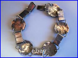 Native American Vintage Old Pawn Navajo Sterling Silver Turquoise Link Bracelet