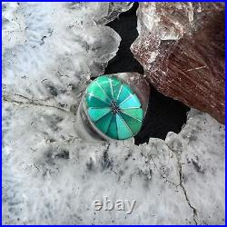Native American Vintage Signed Sterling Turquoise Inlay Ring Size 6.25 For Women