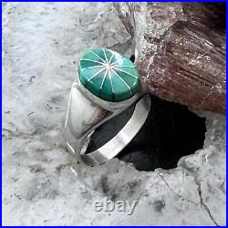 Native American Vintage Signed Sterling Turquoise Inlay Ring Size 6.25 For Women