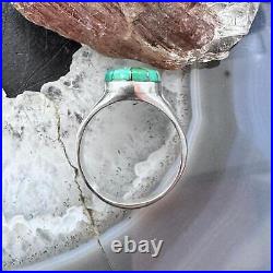 Native American Vintage Signed Sterling Turquoise Inlay Ring Size 6.25 For Women