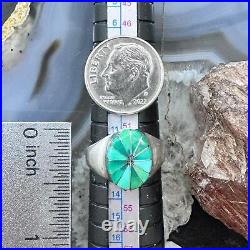 Native American Vintage Signed Sterling Turquoise Inlay Ring Size 6.25 For Women