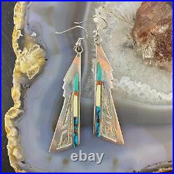 Native American Vintage Silver Multi Gemstone Howling Coyote Earrings For Women