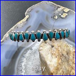 Native American Vintage Sterling 13 Teardrop Turquoise Row Bracelet For Women