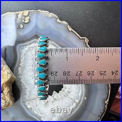Native American Vintage Sterling 13 Teardrop Turquoise Row Bracelet For Women