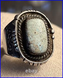 Native American Vintage Sterling Dry Creek Turquoise Sz 8.75 Ring