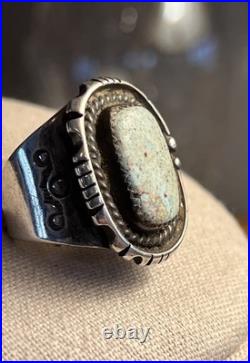 Native American Vintage Sterling Dry Creek Turquoise Sz 8.75 Ring