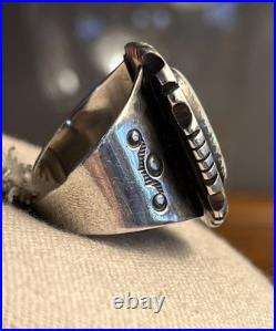 Native American Vintage Sterling Dry Creek Turquoise Sz 8.75 Ring