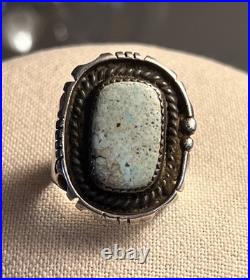 Native American Vintage Sterling Dry Creek Turquoise Sz 8.75 Ring