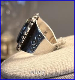 Native American Vintage Sterling Dry Creek Turquoise Sz 8.75 Ring