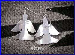 Native American Vintage Sterling Silver Navajo Peyote Bird Dangle Earrings