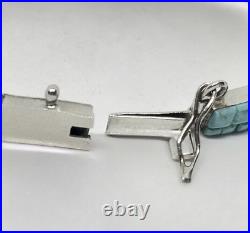 Native American Vintage Sterling Silver Turquoise Cobblestone Bracelet By AR