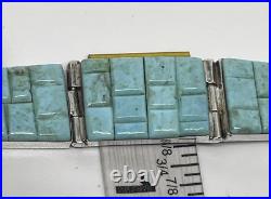Native American Vintage Sterling Silver Turquoise Cobblestone Bracelet By AR