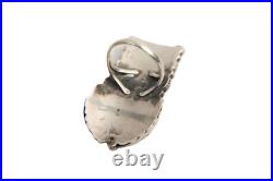 Native American Vintage Sterling Silver Turquoise & Coral Full Finger Ring Sz 7