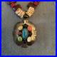 Native American Vintage WR Sterling Silver Large Multi Gemstone Pendant Necklace