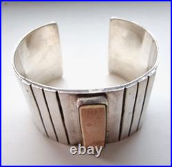 Native American Vintage Wide Solid 925 Sterling Silver Cuff Bracelet